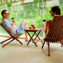 Load image into Gallery viewer, MELINO Folding Low Profile Acacia Wood Lounge Chair