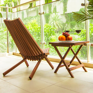 MELINO Folding Low Profile Acacia Wood Lounge Chair